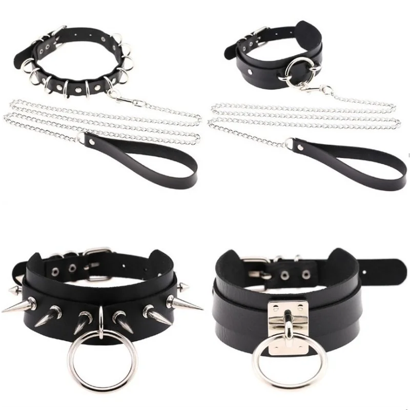 Bdsm PU Leather Chocker Bandage Collar Necklace Restraints Slave SM Flirting Adult Games Sexy Punk Goth Choker Harness Sex Toys