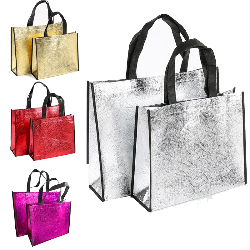 1PC colorato Eco Shopping Bag maniglia abbigliamento cliente borsa impermeabile Wedding Business Christmas Party Gift Packaging Bags