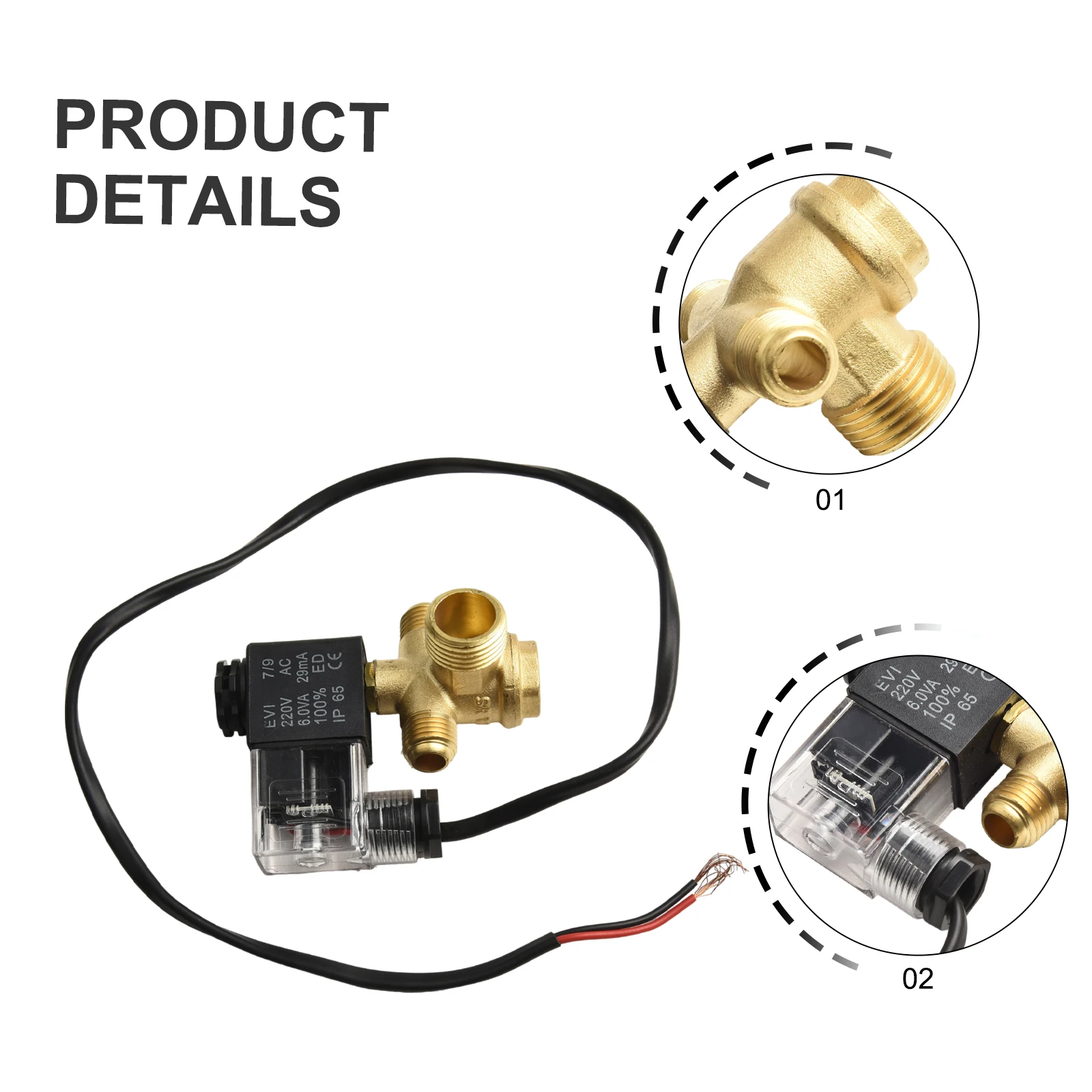 Mute Solenoid Valve For Air Compressor With Check Valve For Air Pump Power Off Exhaust Control Air Tools Workshop Equipment