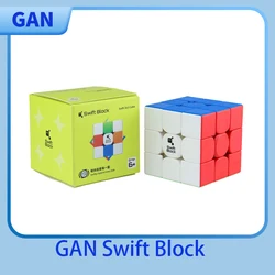 Gan swift bloco 355 s 3x3 cubo de velocidade mágica magnética gan 355s brinquedos profissionais sem adesivos gan 355 s cubo mágico quebra-cabeça