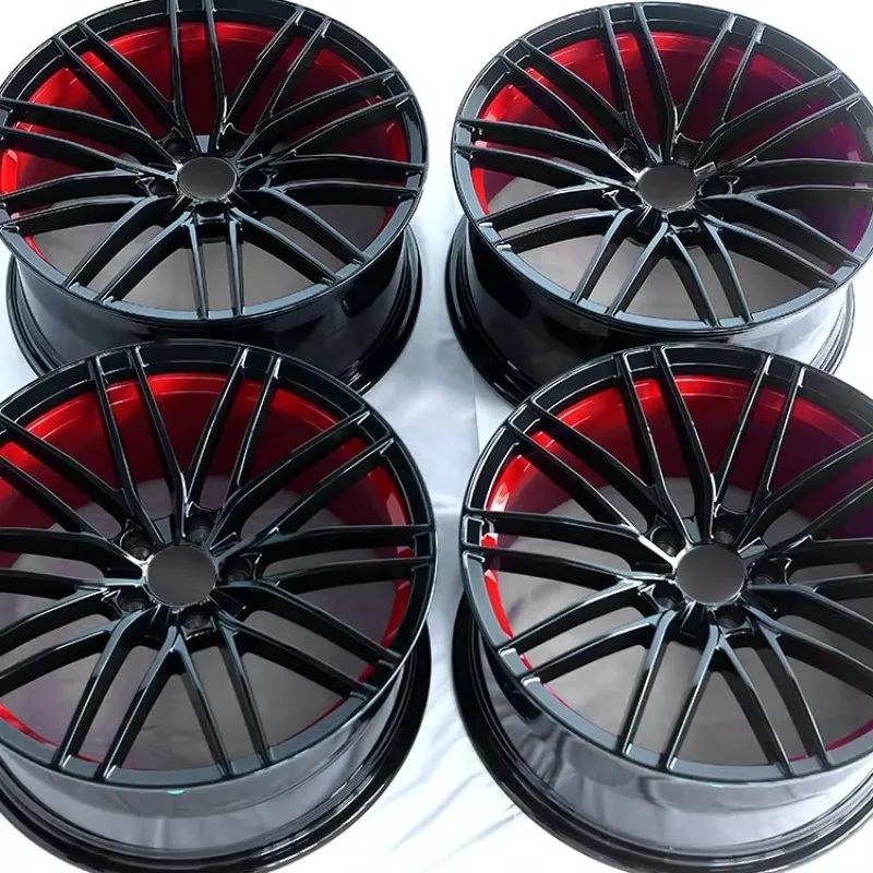 【2026】 Factory New Style Duo Color Black With Red 5X100 5X112 5X120 16 17 18 19 20 21 22 23 24 Inch Forged Racing Wheels