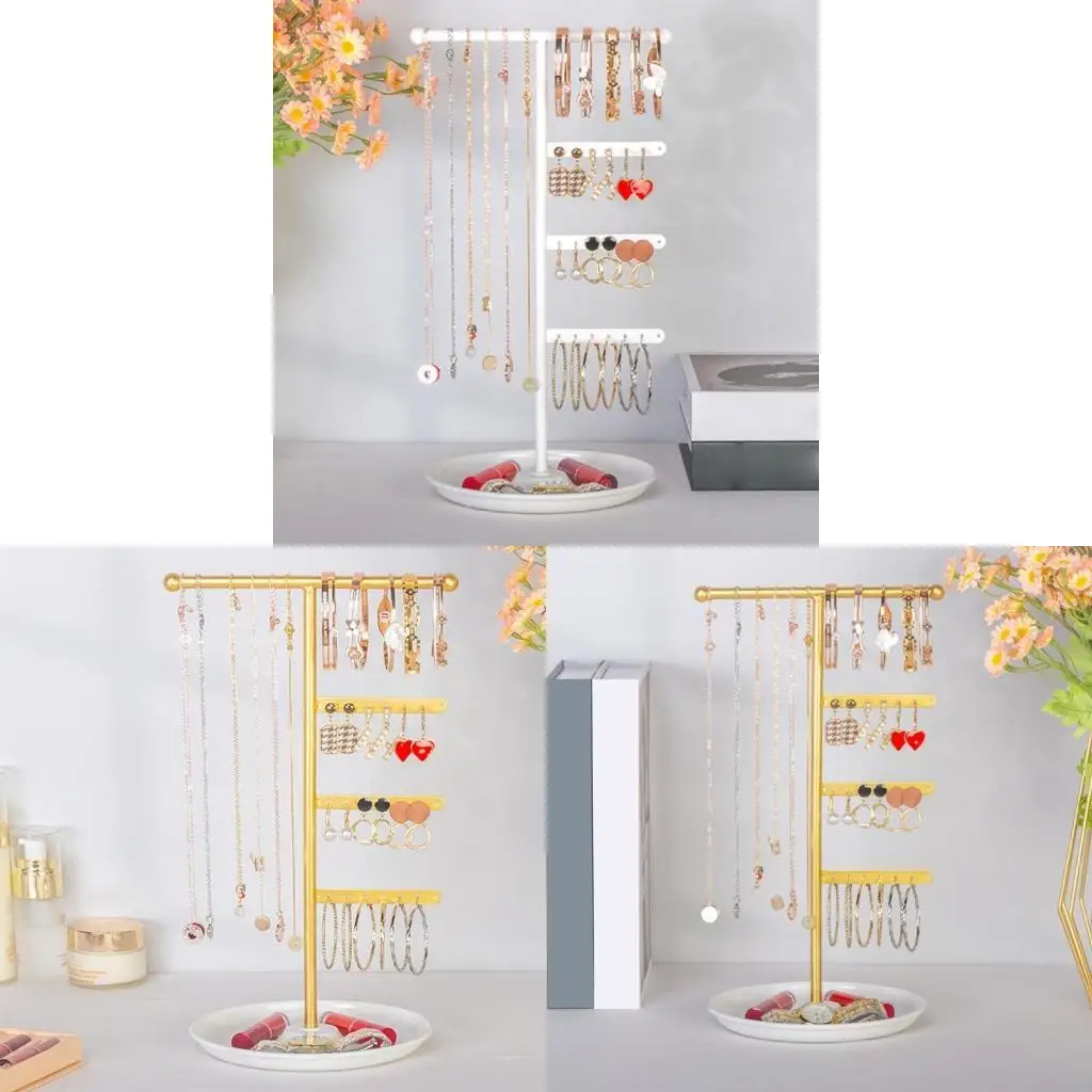 

Multi Purpose Metal Necklace Holder with Sturdy Base Display Stand for Earrings Y08E