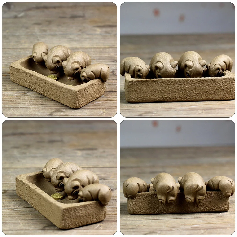 

1Pcs Purple Clay Piggy Crafts Beautiful Desk Adornment Home Decor Perfect Gift for Family Friends Home Desktop Decor