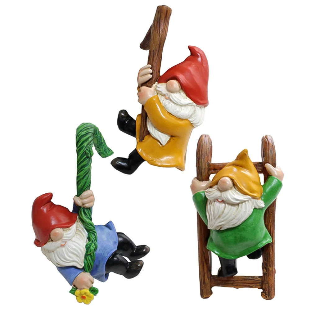 

3 Pcs Dwarf Potted Plant Gnomes Funny Sculpture Garden Figurine Tree Decorations Statue for Moon