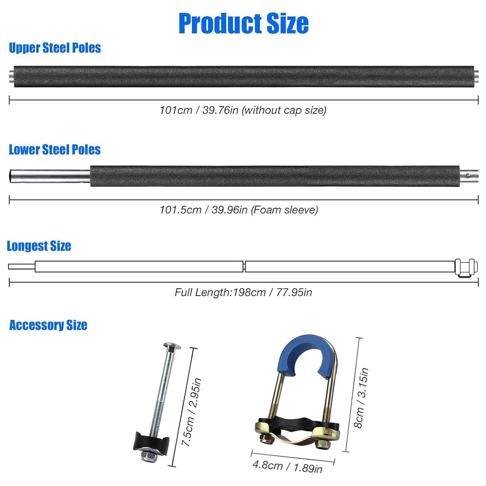 Two Section Trampoline Poles with Foam Cover, with Padding Foams Parts Direct Replaces for Kids Trampoline Outdoor Indoor Yard view 6