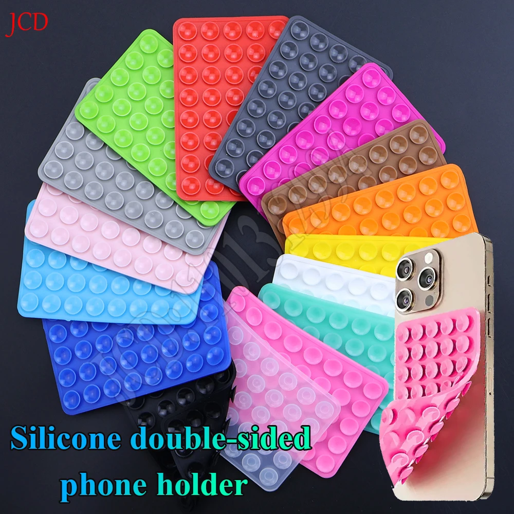 2PCS Double Side Silicone Pad For Mobile Phone Fixture Suction Cup Backed Adhesive Silicone Rubber Sucker Pad For Fixed Pad