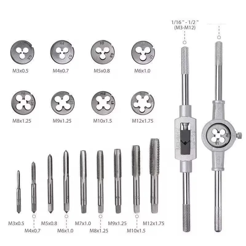 40Pcs Metric Hand Tap and Die Set Hand Thread Plug Taps Hand Threading Tool Screw Thread Wrench Tap Dies Kit With Storage Case