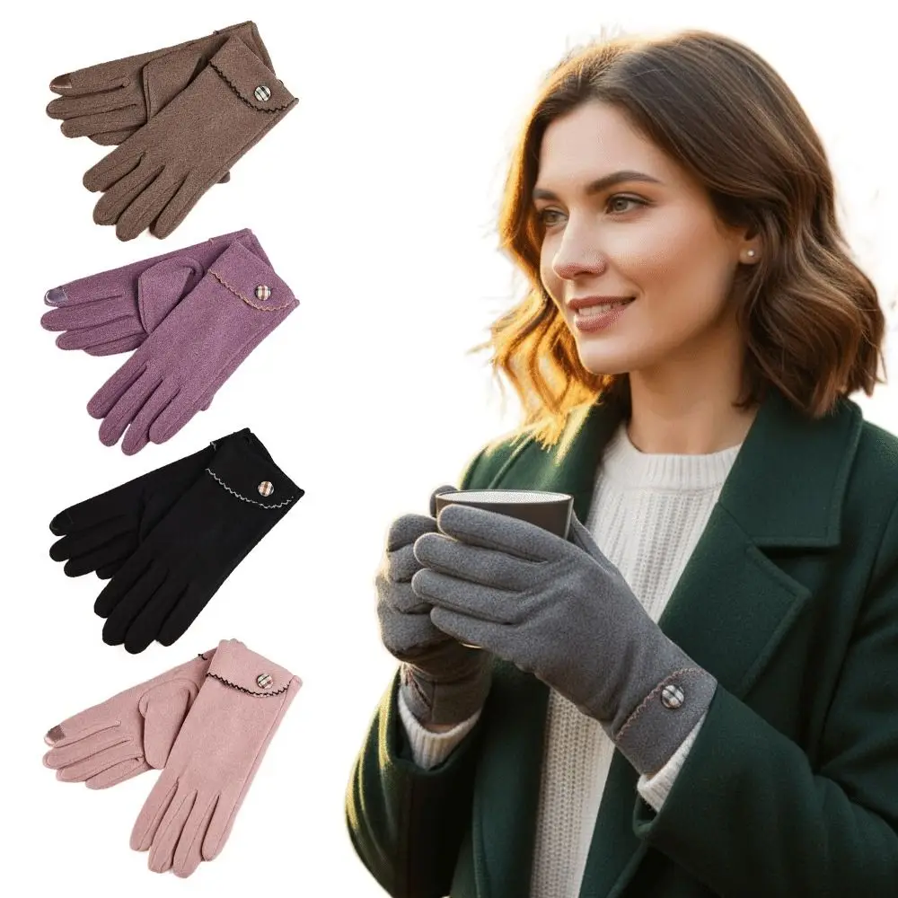 Cute Cold Resistance Warm Gloves Thicken Windproof Touch Screen Gloves Winter Warm with Warm Lining Full Fingered Gloves Winter