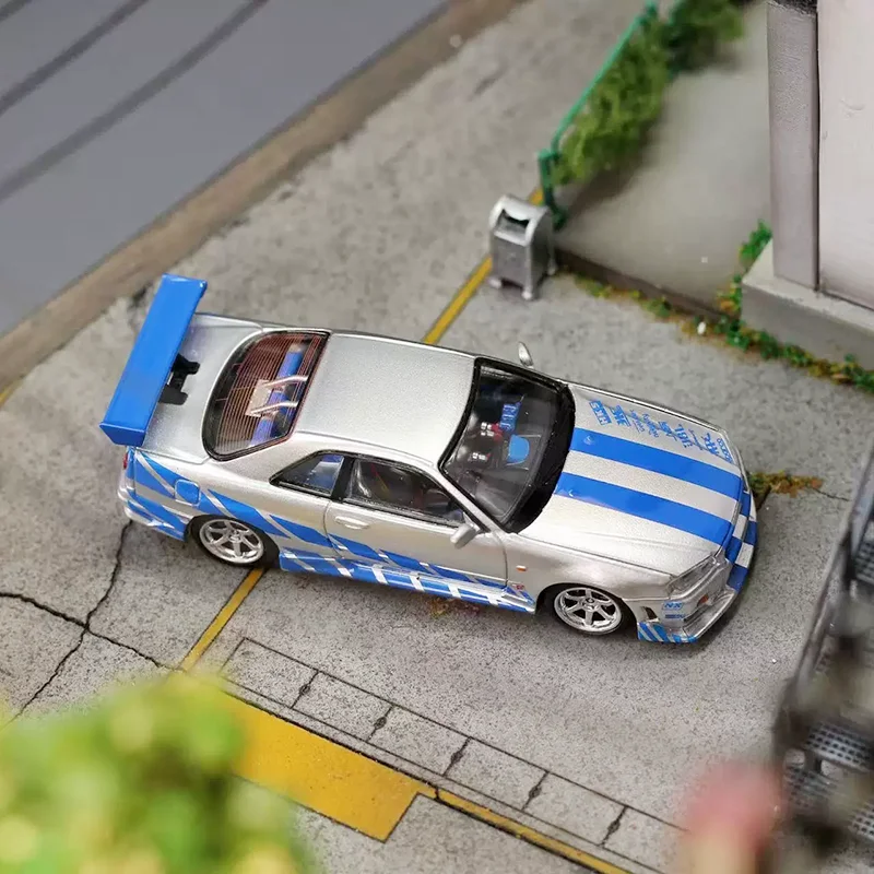 MEGA Diecast 1:64 Scale Skyline GT-R R34 Alloy Car Model Classic Decoration Hobbies Souvenirs Gifts Collection