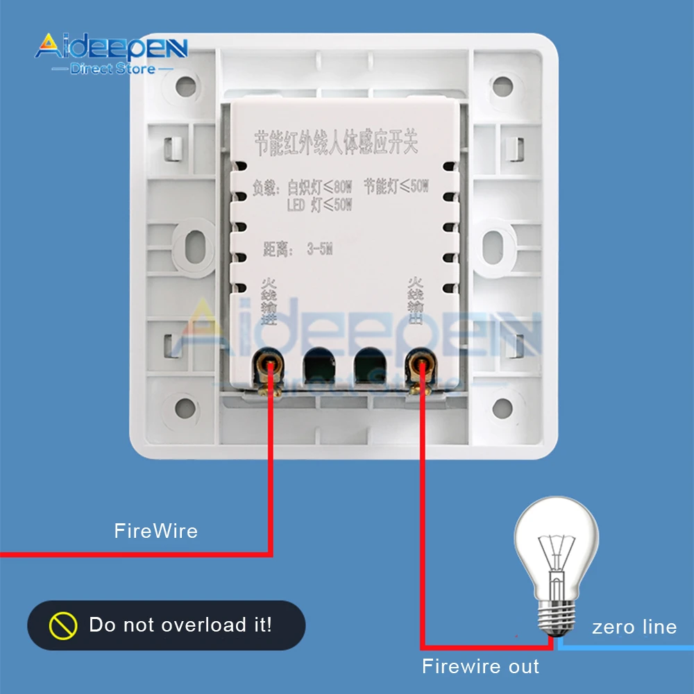 AC 220V LED PIR Motion Sensor Light Switch Infrared Human Body Detection Auto On Off Light Smart Switch for Corridor Staircase