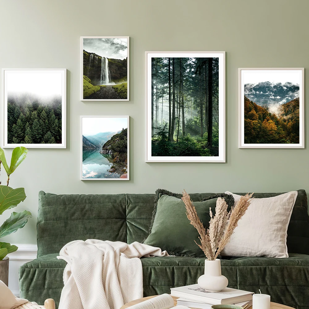 Foggy Forest Wall Art Canvas Painting Scandinavian Poster and Print Nature Landscape Nordic Decoration Picture Modern Home Decor