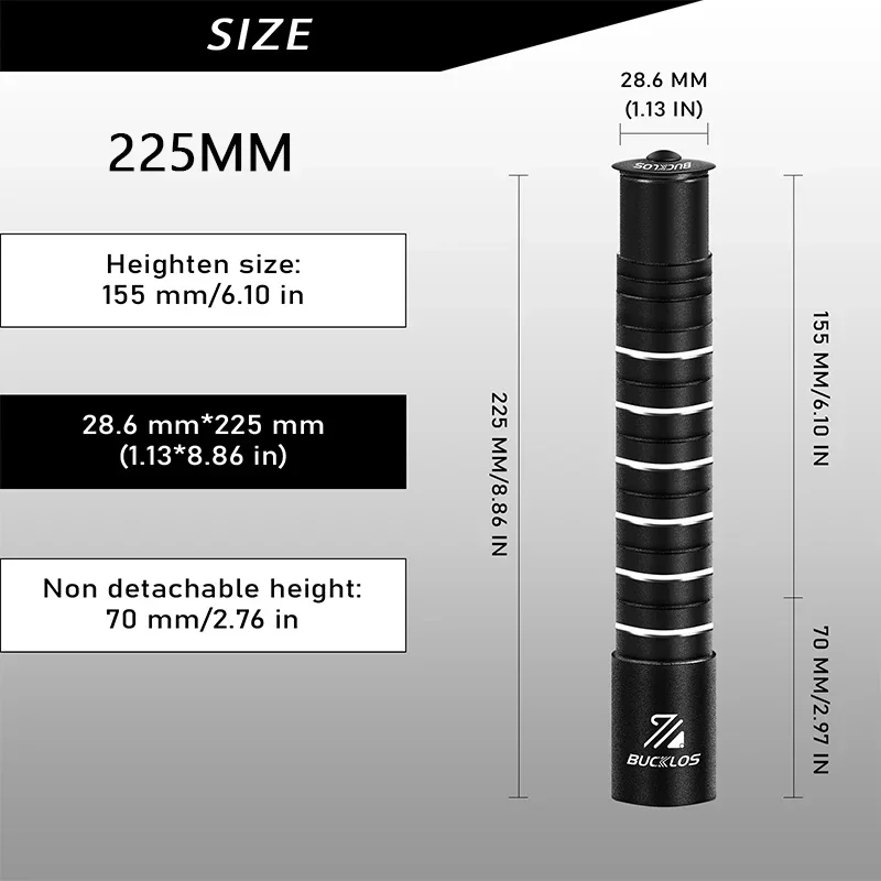 BUCKLOS Fahrrad Vorbau Höhe Extender 100/120/135/180/210 MM Aluminium Legierung Lenker Rise Up Adapter 28,6mm Zyklus Zubehör
