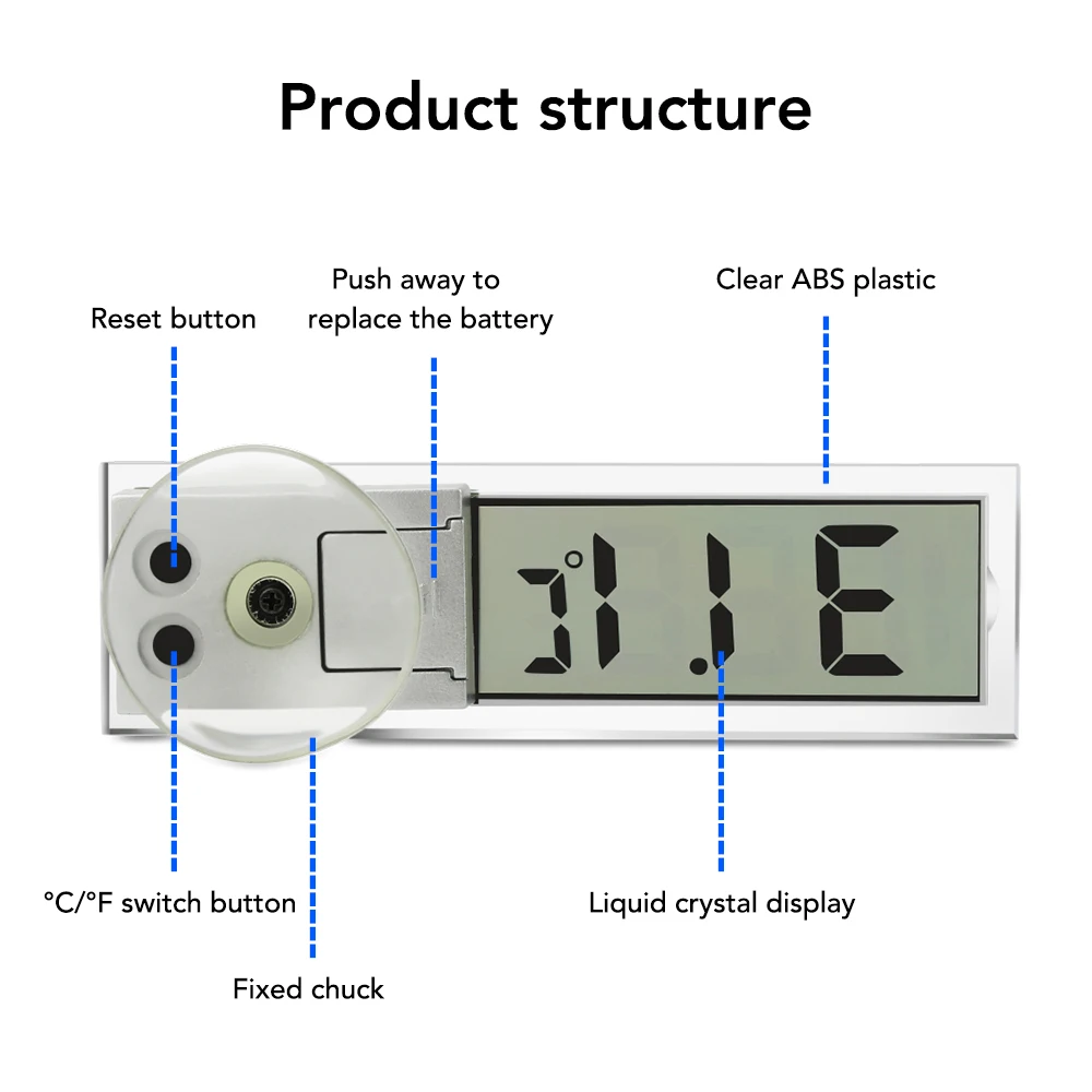 Car LCD Digital Thermometer Auto Window Outdoor Energy-saving Gauge Smart Number Display Temperature Instruments