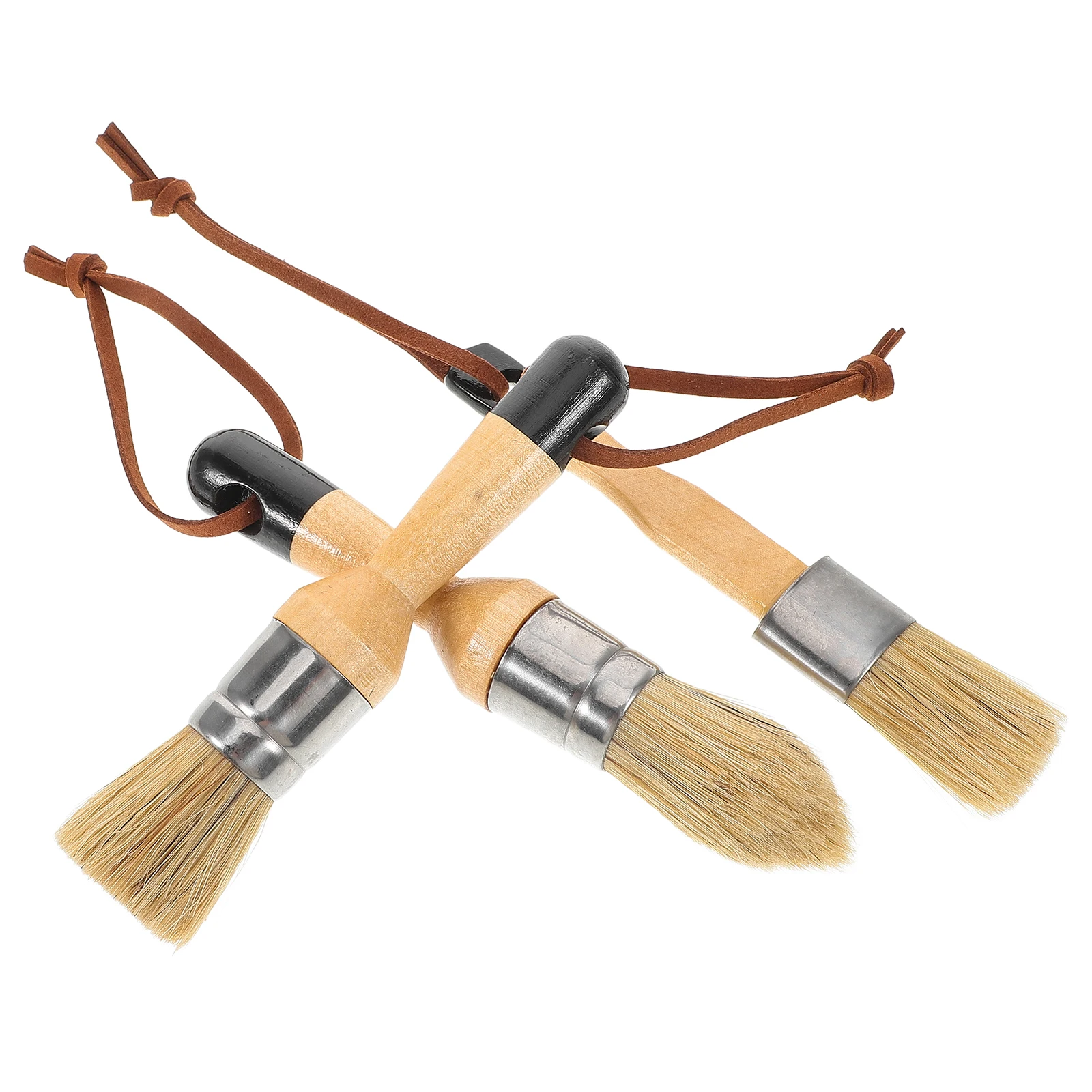 

3 Pcs Black Brush Set Durable Wood Comfort Grip Home Decor Daily Use Art Craft Household Accessories Portable Reusable