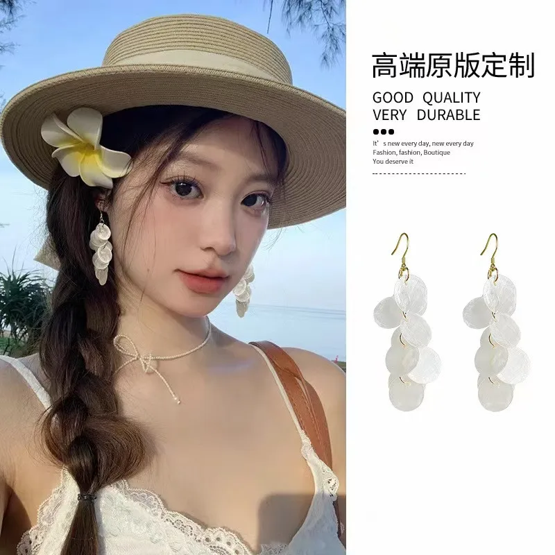 

Acrylic Shell Petal Tassel Earrings Luxury Feelings Women's Holiday Travel Party Accessories Metal Acrylic Flowing Ear Jewelry