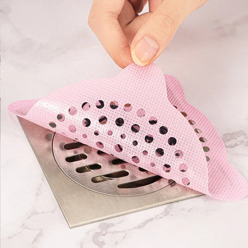 Self-adhesive Bathroom Floor Drain Stickers disposable leak sticker Non-woven Anti-blocking Filter Screen Kitchen Accessories