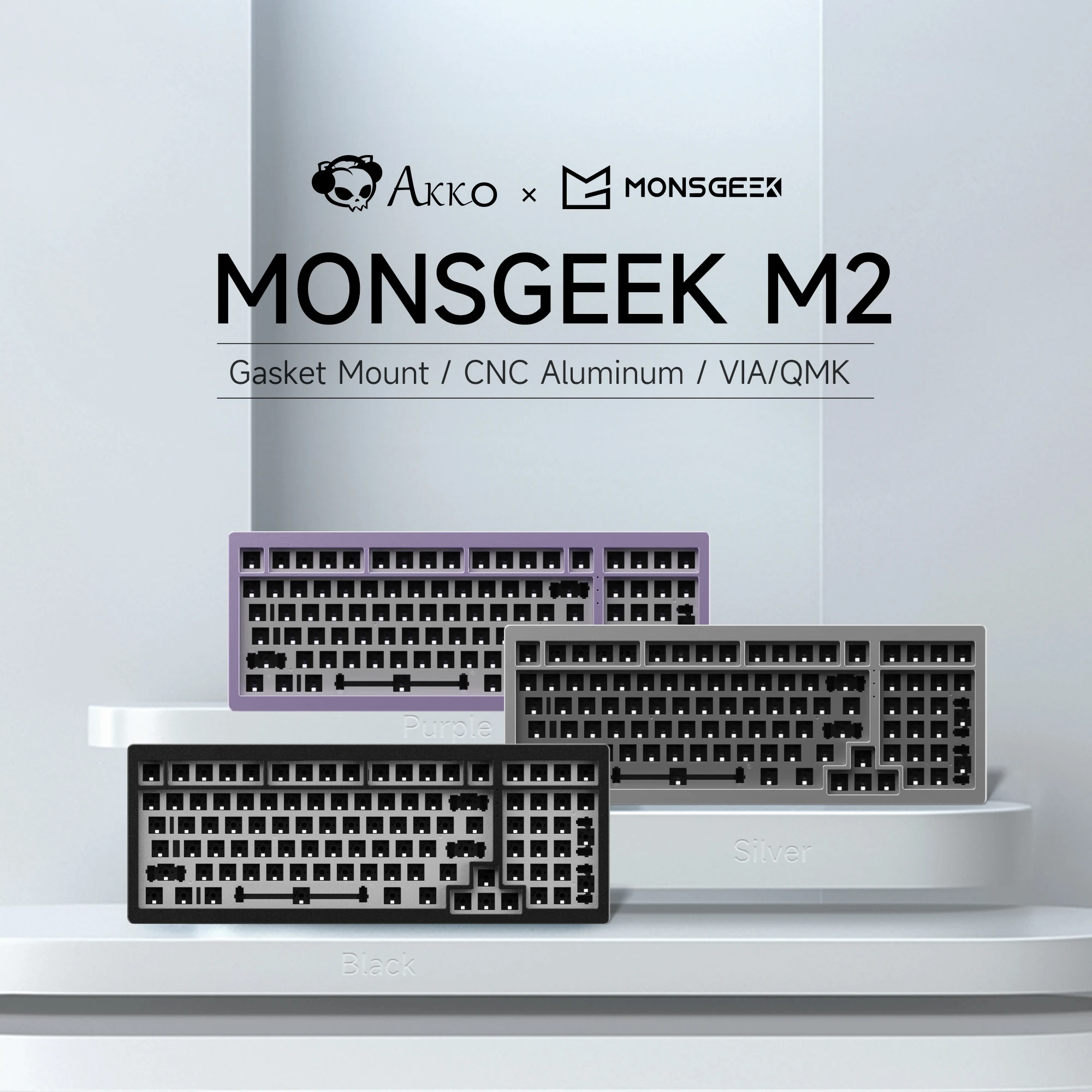 Akko MONSGEEK M2 CNC DIY Kit 98 key RGB Hot-swap South-facing Barebone Mechanical Aluminum Keyboard Kit  VIA/QMK Gasket-Mount