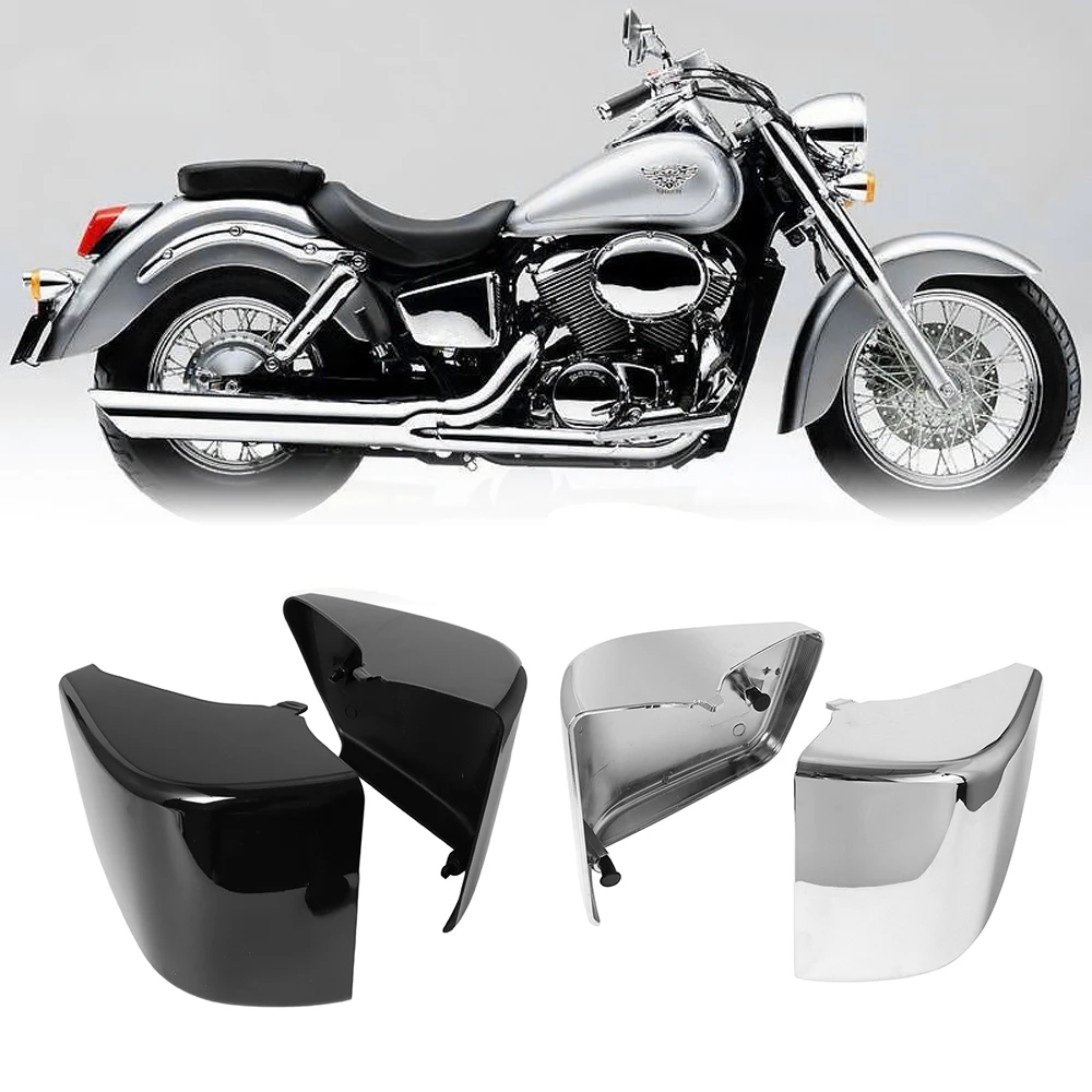 Motorcycle Left Right ABS Battery Side Fairing Cover Guard Chrome/ Black For Honda Shadow ACE VT400 VT750 VT 400 750 1997-2003