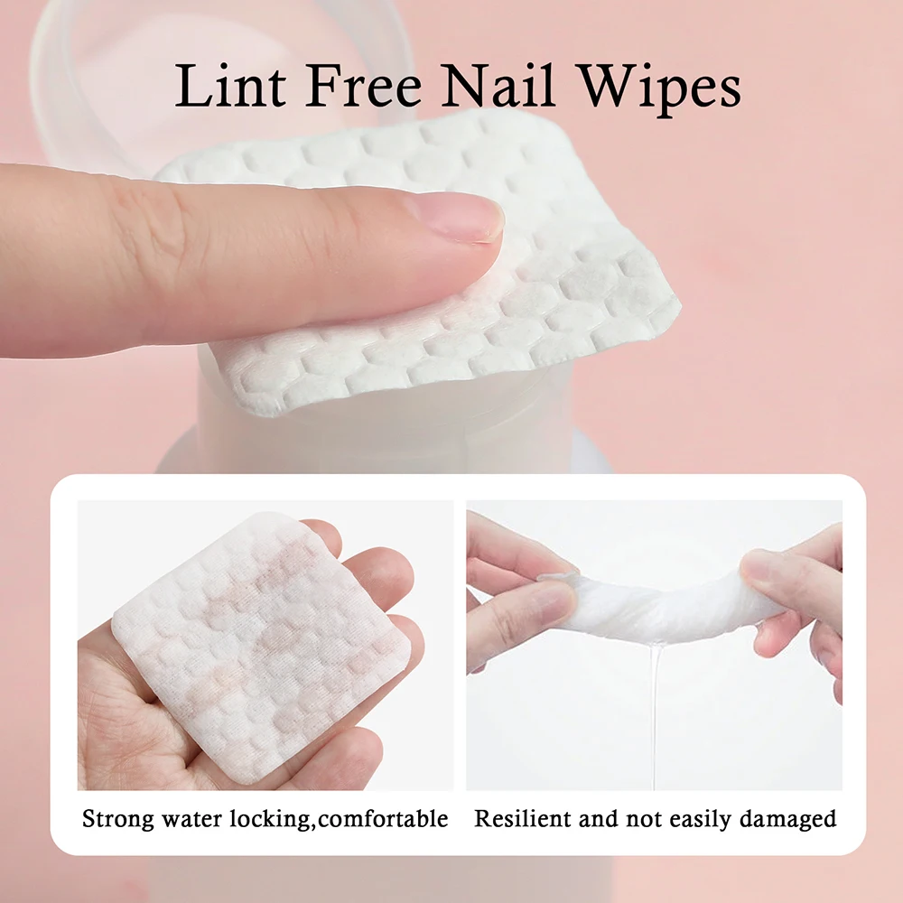 170/200 pièces lingettes à ongles non pelucheuses enlever Gel vernis à ongles à motifs de perles économie d'eau tampon de coton pour ongles Extension de cils lingettes de colle