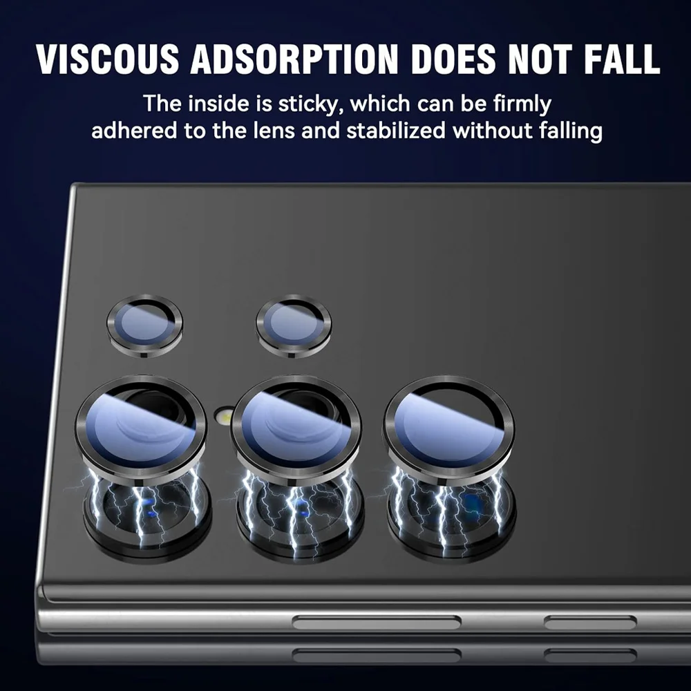 For Samsung S24 S23 S22 Ultra Plus FE Case Curved Clear Tempered Glass Back Camera Cover Lens Ring Funda