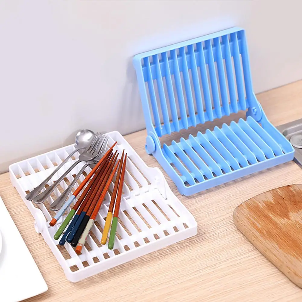 2Pcs Dish Drying Rack 180-Degree Opening Foldable Storage Draining Stand Cutlery Holder Plate Organizer For Dish Spoons Forks