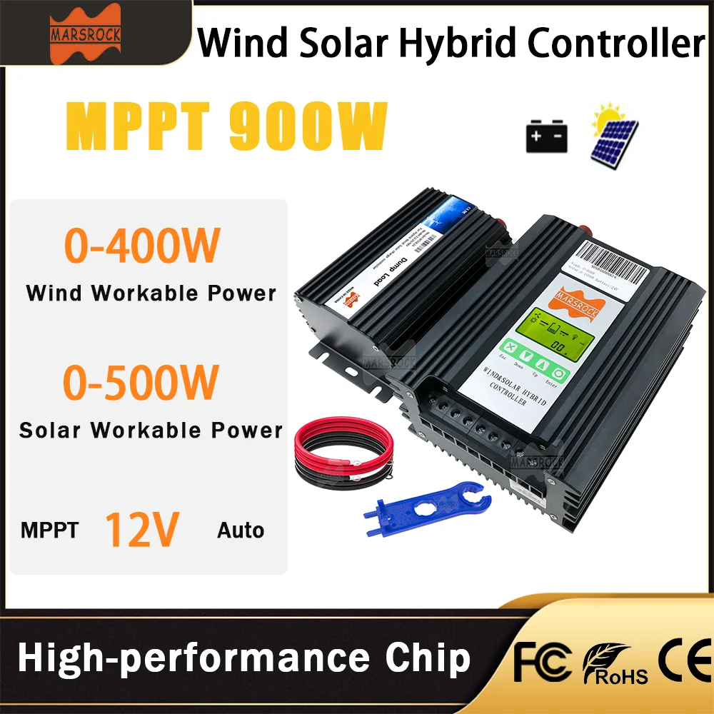 Mit MPPT 900W 12V Boost & Buck Intelligent Wind Solar Hybrid Controller Wind400w Solar500w Beste Wärmeableitung Design LCD
