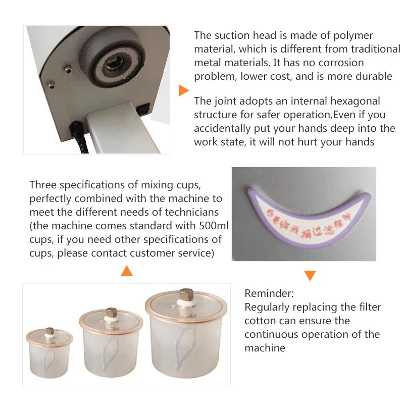 خلاط فراغ الأسنان فني الجينات آلة خلط المواد الجص عن طريق الفم تضمين المواد خلط كوب طب الأسنان #5