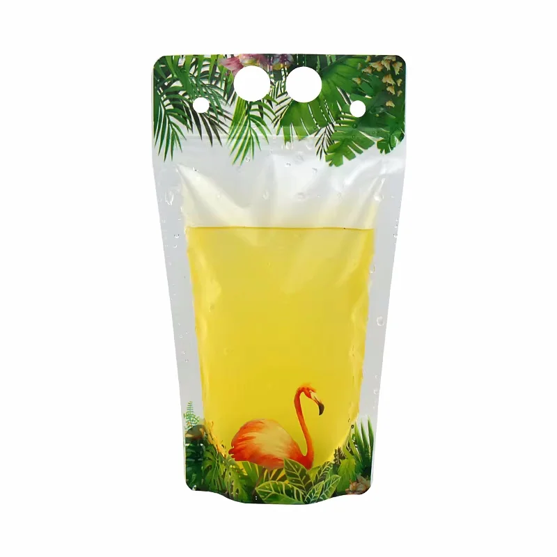 100PCS 400ML~500ML Plastic Party Drinking Handle Pouches DIY Festival Party Wedding Fruit Juice Coffee Milk Liquid Beverage Bags