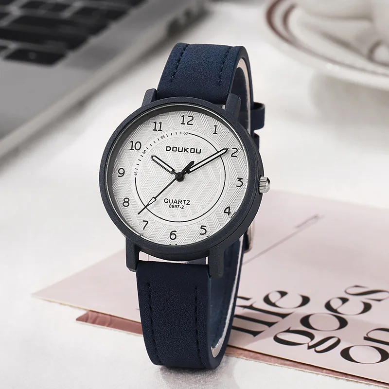 أزياء المرأة ووتش الأرقام العربية الهاتفي كوارتز ساعة طالب الحد الأدنى امتحان ووتش حزام من الجلد الفاخرة هدية ساعات المعصم