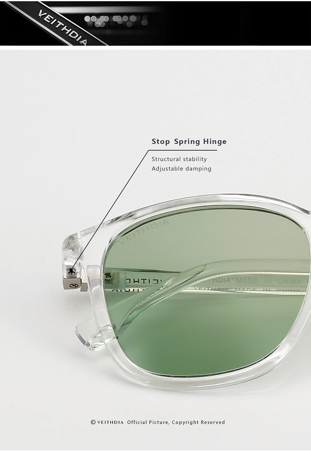 VEITHDIA Marke männer Sonnenbrille Retro TR90 Brillen Polarisierte Linse Vintage Brillen Männlich Fahren Sonnenbrille Für Frauen V7520 – Detail 10