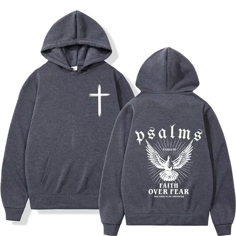 Christian Jesus Faith Over Fear Bible Verse Hoodies Men Women Fashion High Quality Sweatshirts Vintage Streetwear Pullovers Male