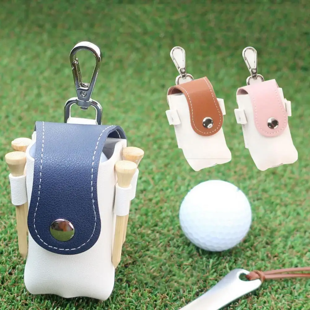 Golf Storage Bag Anti-scratch Waterproof Clasp Tightly Faux Leather Hang On Waist Golf Ball Storage Pouch Golf Sports