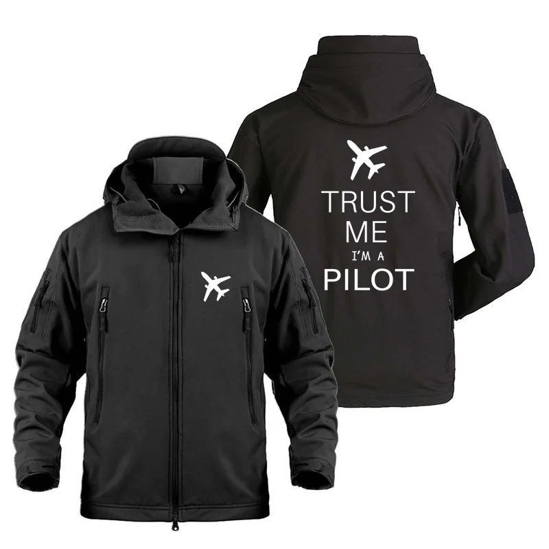 Fly Trust Me I'm A PILOT Aviation Pilots Man Coats Fleece Warm Shark Skin SoftShell Jackets for Men