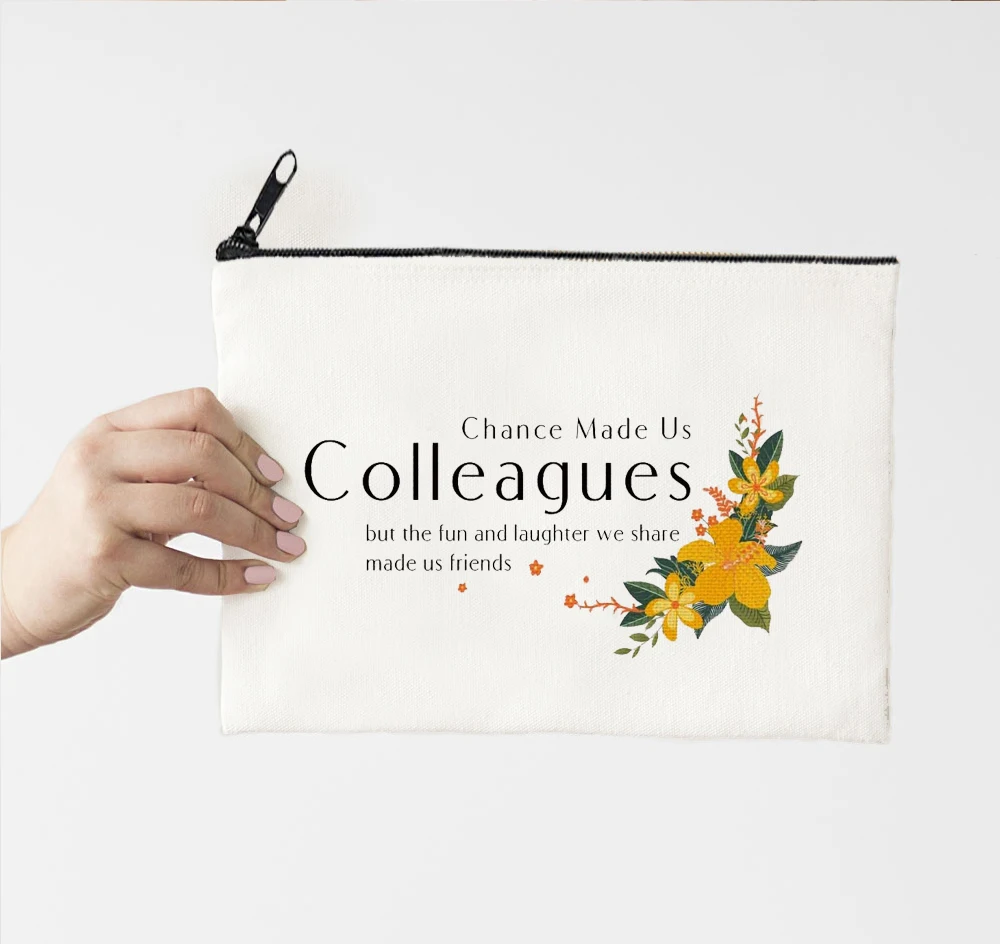 

Colleagues Print Cosmetic Makeup Bag Canvas Organizer Zipper Pouch Love Friends Casual Travel Portable Storage Purse Fashion