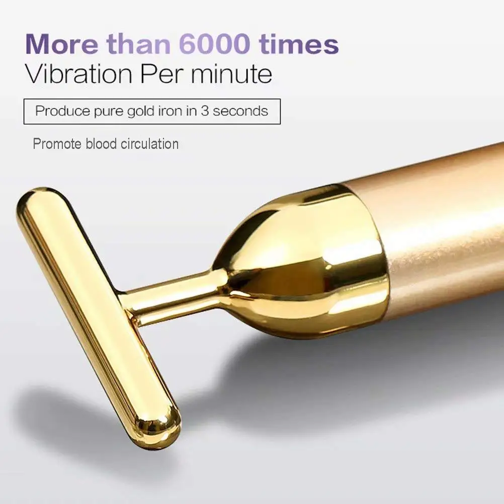 24k ouro face lift bar rolo vibração emagrecimento massageador facial vara beleza cuidados com a pele em forma de t ferramenta vibratória
