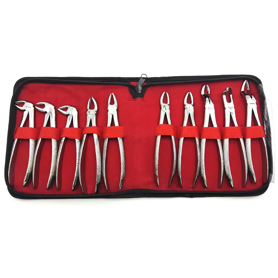 10pcs/set Adult, 7pcs/set Tooth Extraction Forceps Kit for Children Dental Clinic Dental Surgery Tooth Extraction Instruments