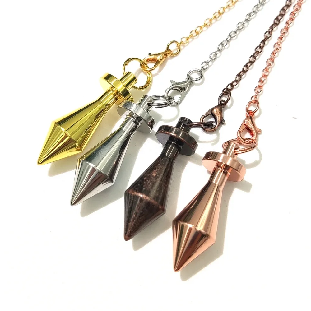 Healing Metalic Copper Pointed Pendulum for Dowsing Reiki Divination Dowser Silver Color Gold Color Pendant Pendulums  X025