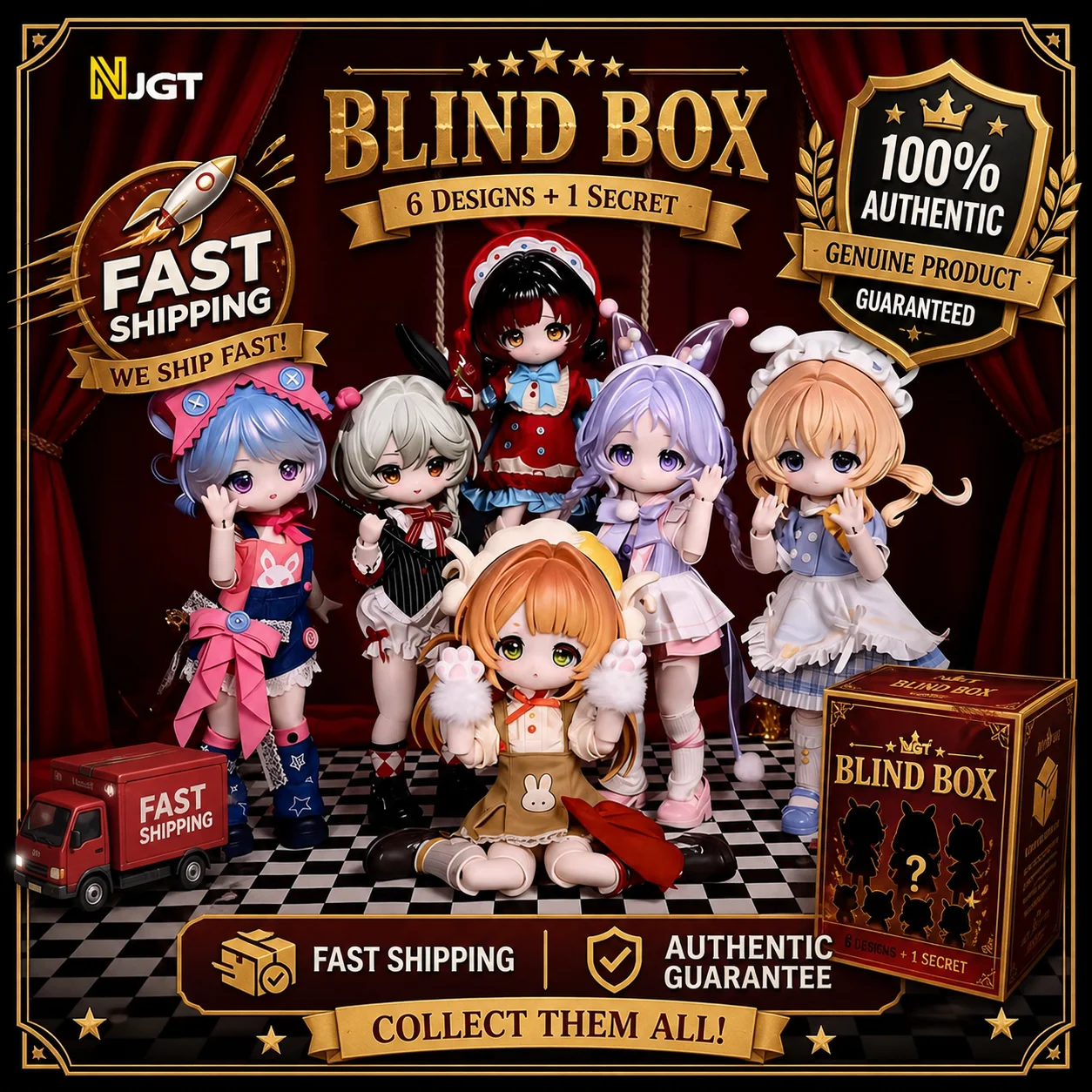 Genuine Come4free Bonnie Blind Box Bunny Dream Box Series Bjd Doll Action Figure Cute Collectible Ornament Mystery Toy For Girls