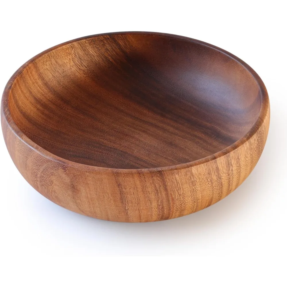 

Handcrafted Acacia Wood Serving Bowl for Fruits Salads Snacks Kitchen Decor Large Size