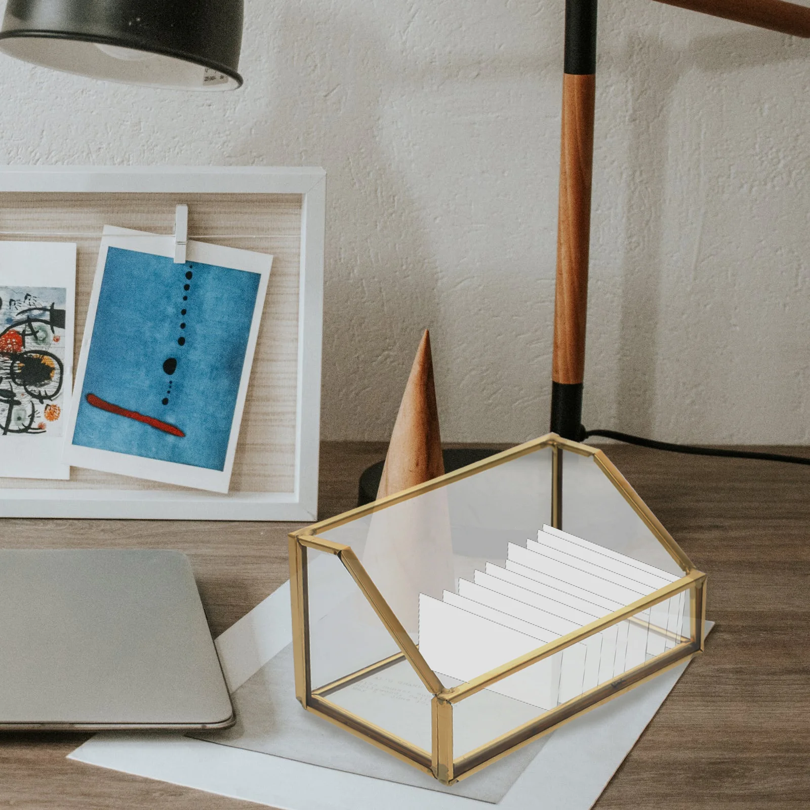 

1Pcs Business Cards Holder Glass Desktop Storage Box Name Cards Organizer Office Supplies Desk Organizer for Notes Photos