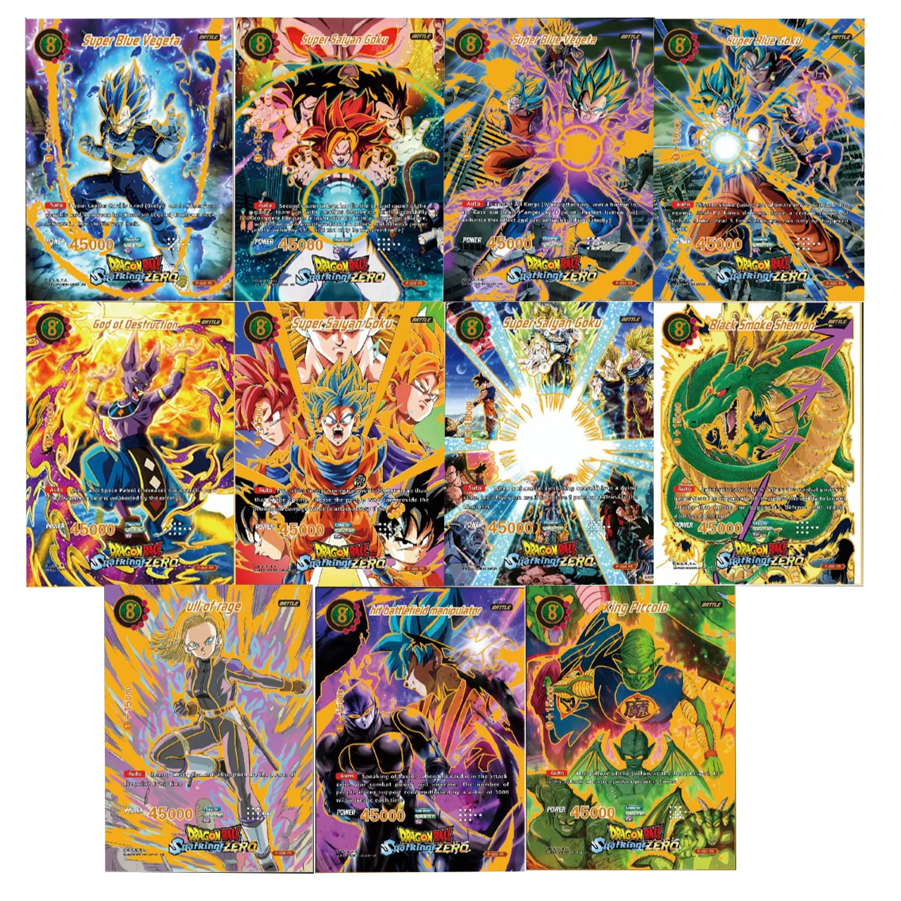 

Набор из 11 коллекционных карт по аниме Dragon Ball (американская версия), выпуск 3: Супер Сайян Гоку, Король Пикколо, игровые карты со скидкой