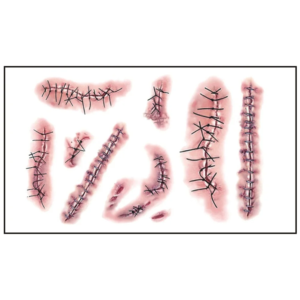 

3pcs Scar Tattoo Stickers Realistic Wound Fake Scab Waterproof For Halloween Temporary Body Art Makeup Props Decals