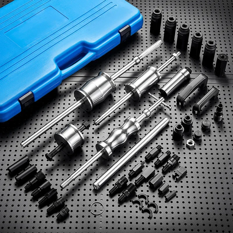 Diesel Fuel Injector Seat Cleaning Kit 40Pcs Common Rail Injector Extractor W/Slide Hammer Diesel Puller Removal Tool Set