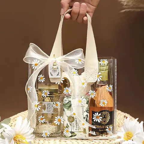 1/3 pz piccola margherita sacchetto regalo trasparente bomboniere caramelle confezione regalo scatola della borsa per la decorazione della festa di natale di compleanno degli ospiti