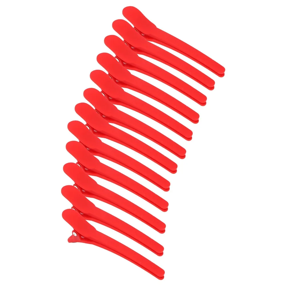 12PCS Red Color Hair Styling Clips Non Slip Durable Hairdressing Barrettes Lightweight Duckbill Shape Duckbill Hair Clips