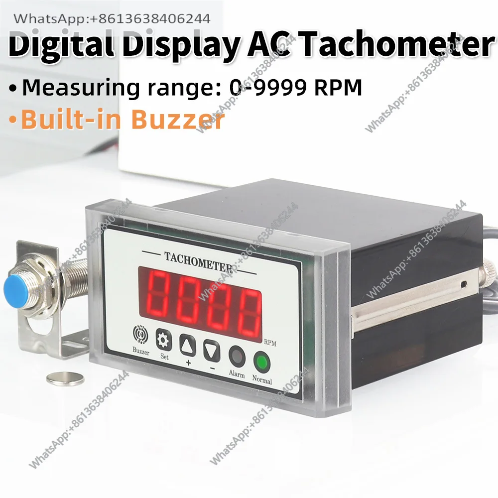 

AC 220V 110V Digital Display Tachometer for motor with Over/Under speed Ala-rm Hall Proximity Sensor RPM Meter Monitor