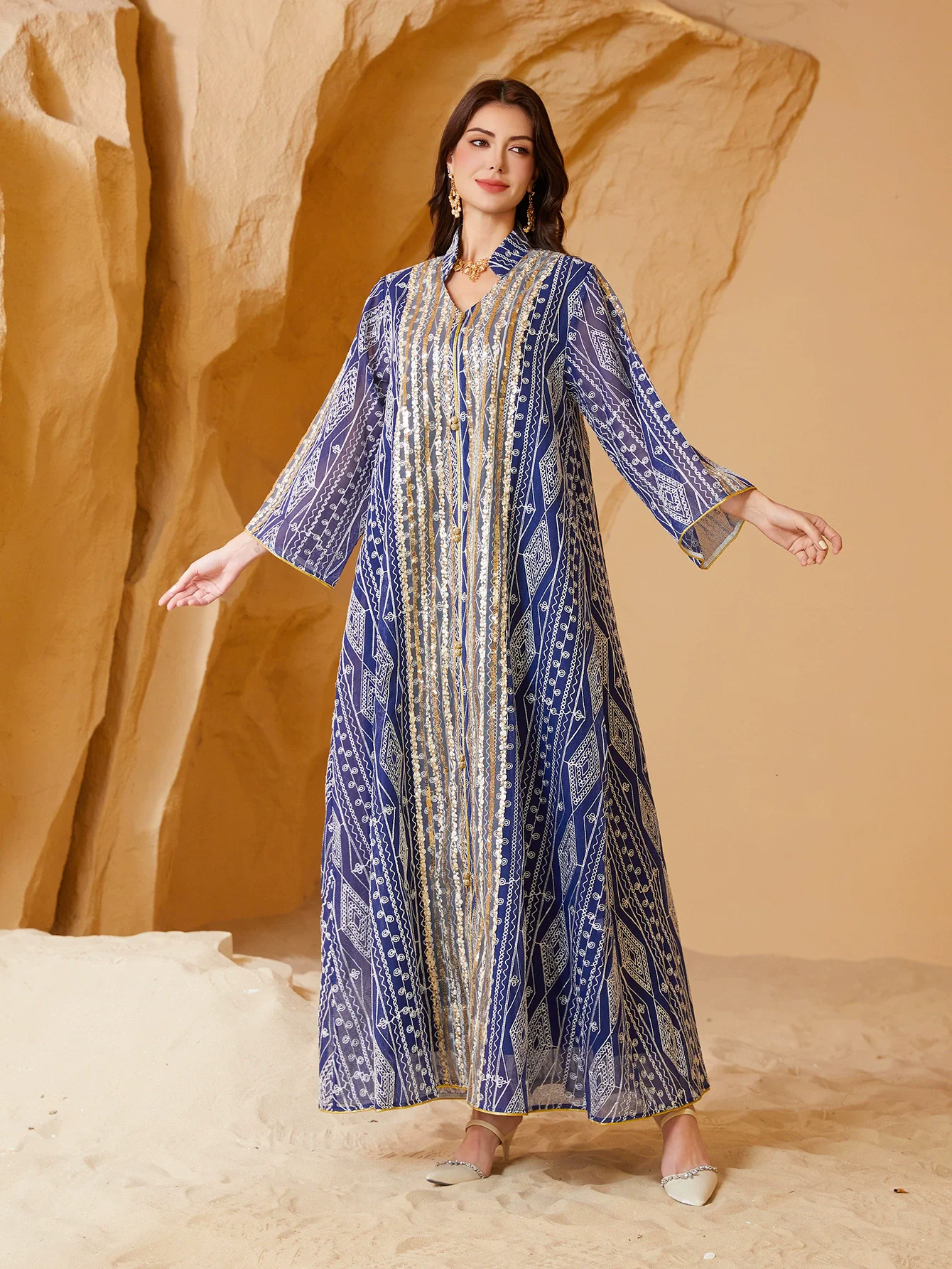 

Middle East Saudi Arabia Muslim Luxury Fashion Dubai Evening Dress Muslim Large Bead Embroidered Embroidered sequin Dress