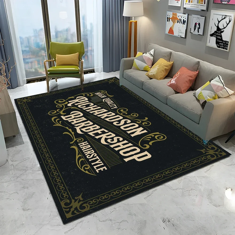 3D Barber Shop Skull Vintage Sign HD Carpet Rug for Home Living Room Bedroom Sofa Doormat Decor,kids Area Rug Non-slip Floor Mat