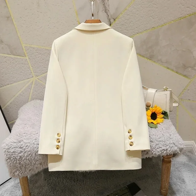 Korean Version Women's Formal Outfits Women's Blazer Autumn New Temperament All-match Long Sleeve White Jacket for Female