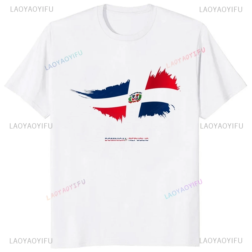 Loose Short Sleeve T-shirt Dominican Republic Flag Creative T-shirt Top Summer Trend Unisex Shirt Graphic Oversized T-shirt